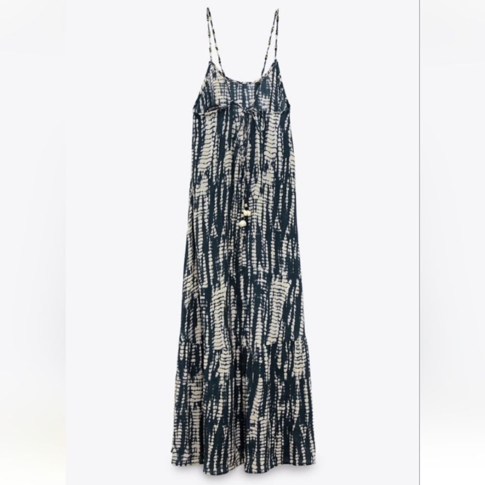 Zara Tie Dye Printed Boho Casual Vacation Long Dress 100% modal Size- XXL - Picture 10 of 12